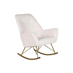 Schommelstoel Home ESPRIT Wit Gouden Polyester Metaal 73 x 75 x 97 cm