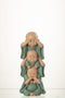 J-Line figuur Monnik Horen/Zien/Zwijgen Op Elkaar - polyresin - groen - large