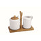 Suikerpot Home ESPRIT Wit Bamboe Porselein 19,5 x 9 x 17 cm 2 Onderdelen