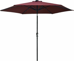 vidaXL - Parasol - met - LED-verlichting - en - stalen - paal - 300 - cm - bordeauxrood