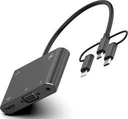 OT-7585B - 3 in 1 AV Adapter - Type C Lightning Micro USB naar HDMI VGA - Zwart