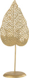 J-Line theelichthouder Blad - metaal - goud - small