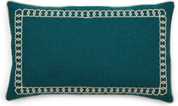 Riviera Maison Kussenhoes 50x30 - Mustique Chain Pillow Cover - Groen Blauw