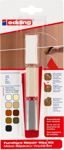 edding 8901 reparatiewas voor houten meubels - kleur: wit - voor het vullen en repareren van scheuren en gaten in meubels of andere houten oppervlakken