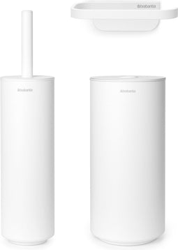 Brabantia MindSet - Toiletaccessoires set van 3 - Hygiënische toiletborstel en rolhouders - Mineral Fresh White