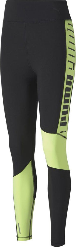 PUMA Train Logo High Rise 7/8 Tight - Dames Sportlegging - Zwart-Geel - Maat XS