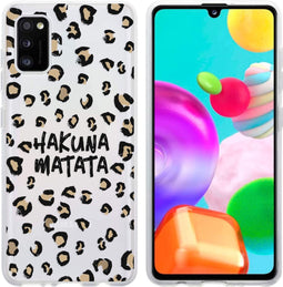 iMoshion Hoesje Geschikt voor Samsung Galaxy A41 Hoesje Siliconen - iMoshion Design hoesje - Bruin / Zwart / Transparant / Hakuna Matata