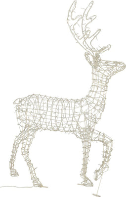 J-Line Rendier Staand Led Lichtjes Warm Wit Metaal Wit - Tuinverlichting 93.00 x 42.00 x 105.00 cm