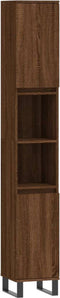 vidaXL - Badkamerkast - 30x30x190 - cm - bewerkt - hout - bruin - eikenkleur