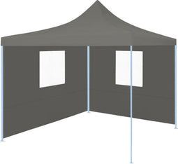 vidaXL - Partytent - met - 2 - zijwanden - inklapbaar - 2x2 - m - staal - antraciet