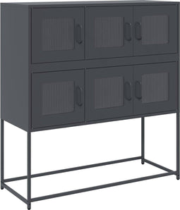 vidaXL - Dressoir - 100,5x39x107 - cm - koudgewalst - staal - antracietkleurig