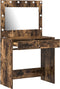 vidaXL - Kaptafel - met - LED-verlichting - in - Rokend - Eiken - 78,5x41x135 - cm