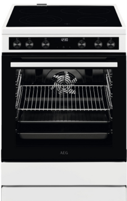 AEG CCB644OCBW Staande kookplaat, 60 cm, met keramische kookplaat, braadzone, meercircuitkookzone, v