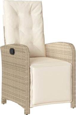 vidaXL - Tuinstoel - verstelbaar - met - voetensteun - poly - rattan - beige
