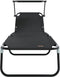 vidaXL - Vouwbare - Ligbedden - 2 - stuks - met - Zonnescherm - Zwart - 600D - Oxford - Stof