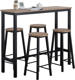 SoBuy Bartafel - Bartafelset - 4 Krukken - Max. 150 kg - 120 x 40 x 100 cm - Bruin / Zwart