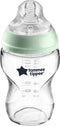 Tommee Tippee Natural Start glazen babyfles, tepelvormig voor natuurlijk zuigen, anti-koliek ventiel met langzame uitstroomsnelheid, bpa-vrij babyflessen, flesvoeding, 250 ml, 1 stuk, doorzichtig