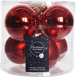 Kaemingk - Kerstballen glas - 8 cm - Rood (set van 5)