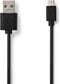 Nedis USB-Kabel - USB 2.0 - USB-A Male - USB Micro-B Male - 1 m - Zwart