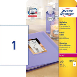 Avery - Glanzende Etiketten - 210,0 x 297,0 mm - permanent klevend - wit