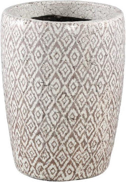 PTMD Brave Bloempot Ikat - H21 x Ø28 cm - Terracotta - Bruin