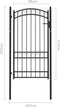vidaXL - Poort - met - gebogen - bovenkant - 100x175 - cm - staal - zwart