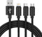 Setty 3-in-1 USB-kabel - 1 m - Snel opladen 2A - Zwart