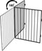 Metalen kachelscherm - 5-delig - 300 cm incl. poort - Zwart