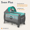 Lionelo Sven Plus - 2in1 Meegroeibed & Campingbedje - Co-Sleeper met Organizer en Klamboe - Turquoise/Grijs - 127x60 cm