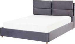 BATILLY - Tweepersoonsbed - Grijs - 140 x 200 cm - Fluweel