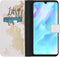 iMoshion Hoesje Geschikt voor Huawei P30 Lite Hoesje Met Pasjeshouder - iMoshion Design Softcase Bookcase - Wit / Meerkleurig / Goud / Let's Go Travel White