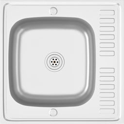 vidaXL - Gootsteen - met - afvoerset - 600x600x155 - mm - roestvrij - staal - zilver