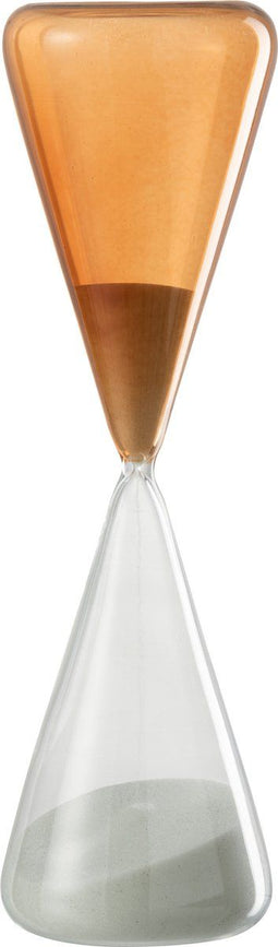 J-line zandloper glas large | Oker / oranje | 9 x 9 x 30 cm