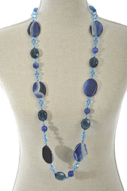Ketting | imitatiebont | blauw | 18x11x (h)8 cm