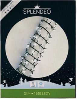 High density lightchain - 1360 leds - wit - groene kabel - 34 m - 3 m aansluitsnoer - transformator