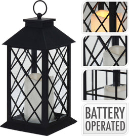 Lantaarn LED kaars 28 cm zwart