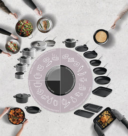 LEO Kookpot antikleef met deksel Graphite - Ø 20cm - Zwart - PFAS-vrij