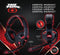 No Fear Gaming Headset - Incl. LED Verlichting - 1.5 M Kabel - Koptelefoon met Microfoon - Over-Ear Ontwerp - Stevig en Comfortabel - Zwart/Rood
