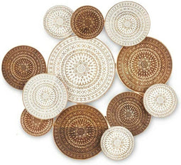 Wanddecoratie Wit Bruin Mangohout Mandala 76 x 70 x 5 cm