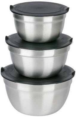 Alpina RVS Kommen 3-Delig - Slakom Salades Snacks Fruit - Ø18,5 cm Ø16 cm Ø14 cm