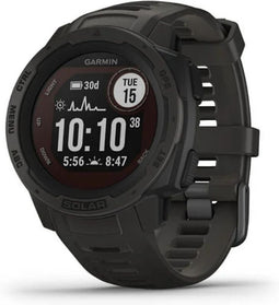 Garmin Instinct Solar 45 mm zwart met een zwarte siliconen polsband