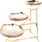 Serveerplateau met 3 keramische schalen, goudkleurig, 18/21/26 cm