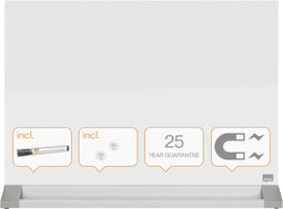 Nobo Bureau Magnetisch Whiteboard Met Droog Uitwisbaar Glasoppervlak - Inclusief Whiteboard Marker en Magneet - Wit