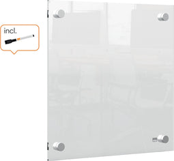 Nobo Draagbaar, Droog Uitwisbaar Mini Whiteboard voor aan de Muur - Inclusief Marker - 30 x 30 cm - Transparant Acryl