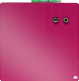 Nobo Droog Uitwisbaar Mini Magnetisch Whiteboard - Inclusief Whiteboard Marker, Magneten en Montagestickers - 36 x 36 cm - Donkerroze