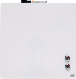 Nobo Droog Uitwisbaar Mini Magnetisch Whiteboard - Inclusief Whiteboard Marker, Magneten en Montagestickers - 36 x 36 cm - Wit