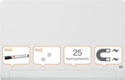 Nobo Glasbord helder wit met afgeronde hoeken 99,3x55,9 cm met GRATIS Marker en magneten