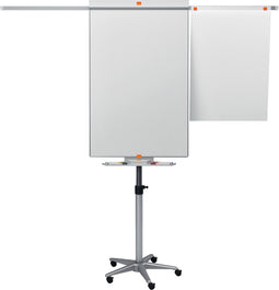 Nobo Impression Pro Stalen Mobiele Flipover - Met uitschuifbare armen En Zwenkwielen- Inclusief Marker - Wit