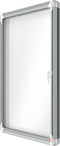 Nobo Premium Plus Afsluitbare Glazen Binnenvitrine Magnetisch met Zijslot - 6xA4 Formaat - Zilver/Wit