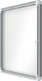 Nobo Premium Plus Afsluitbare Glazen Binnenvitrine Magnetisch met Zijslot- 8xA4 Formaat - Zilver/Wit